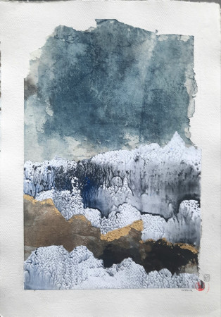 Paysage-V-Collage et feuilles d'or sur papier artisanal-31/43cm-2024-Available